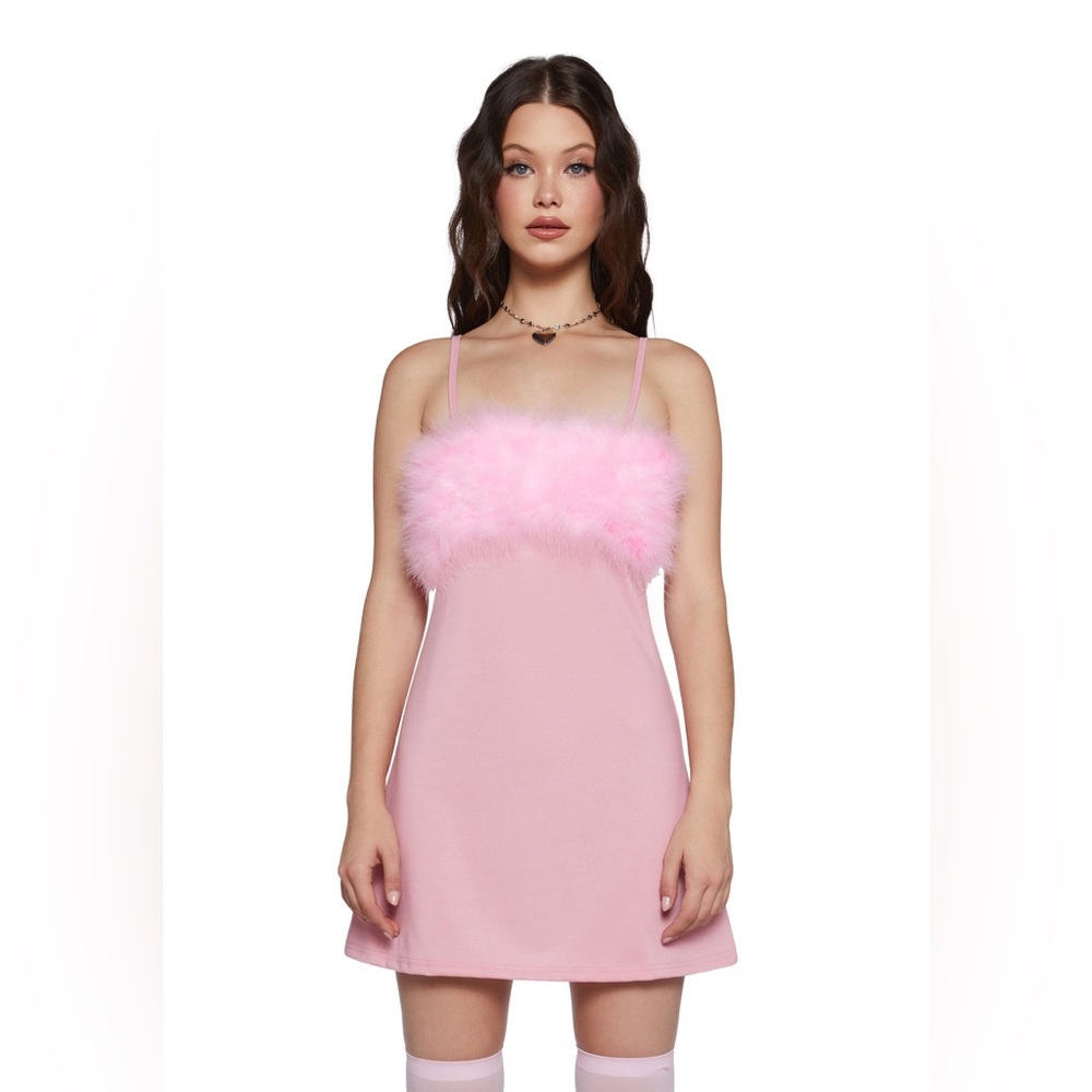 Dolls Kill Baby flirty N’ Thriving Marabou Dress - Picture 2 of 12